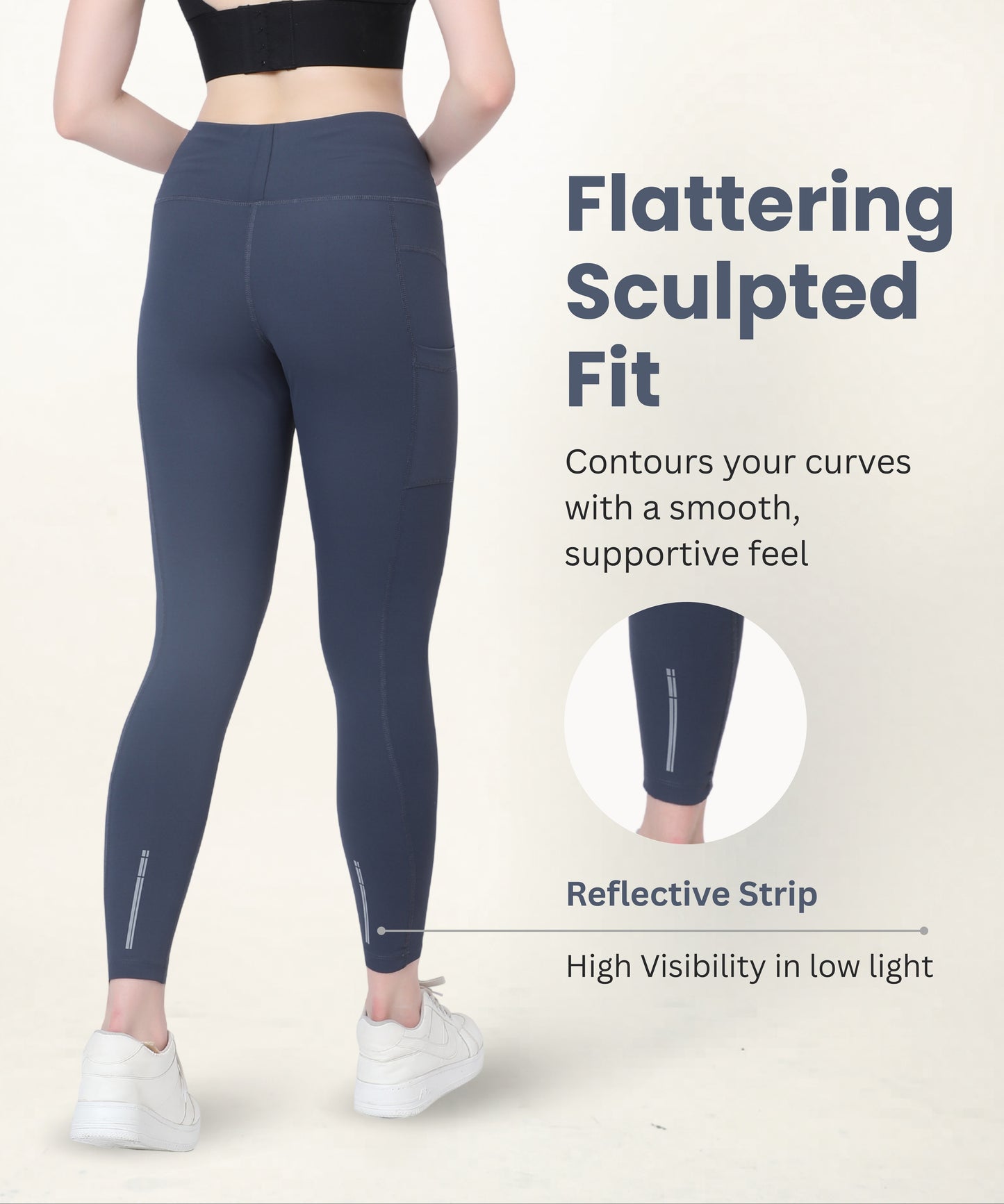 Glamoras Women’s Polyester Spandex High Waist Gym Leggings with Side Pocket, 4-Way Stretch, Squat-Proof, Moisture-Wicking Yoga Pants, Workout Tights for Running, Gym, Fitness, Training, Yoga & Activewear