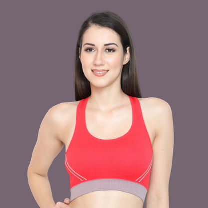 Women Nylon Spandex Padded Seamless Medium Impact Sports Bra