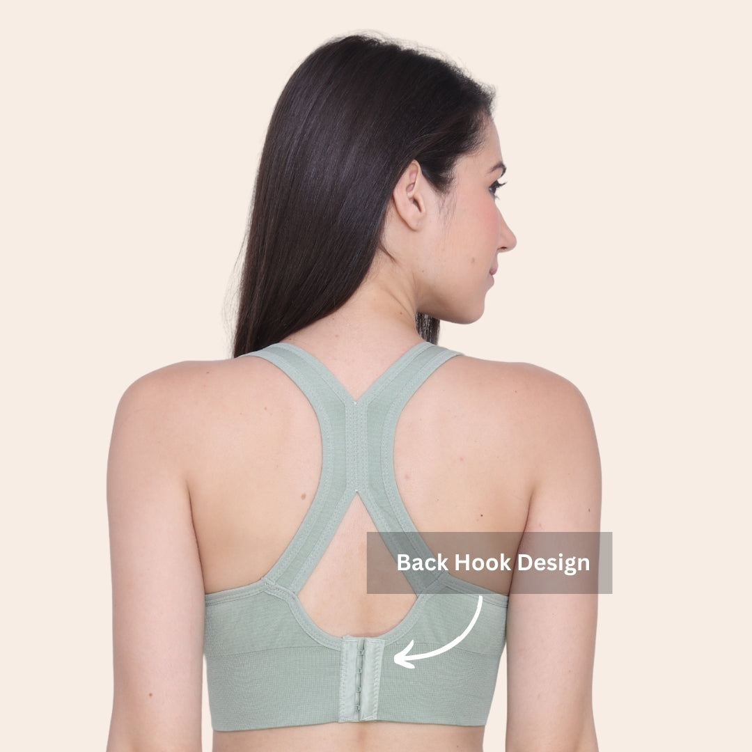 Nylon Spandex Padded Non-Wired Racer Back Sports Bra for Gym, Cardio, Zumba and Yoga
