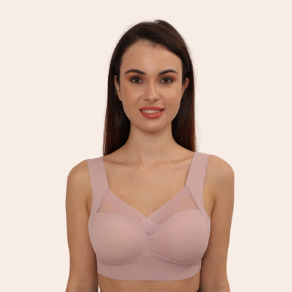Wirefree Comfortable Padded Lift Push Up Thin, Soft, Sexy Back Smoothing Bra for Women