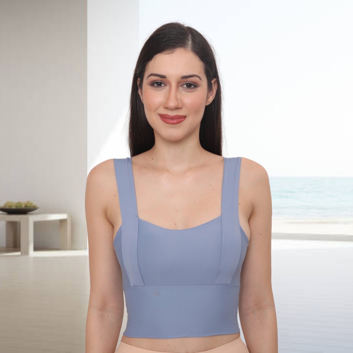 Nylon Spandex Padded Wire Free Seamless Sports Bras for Women