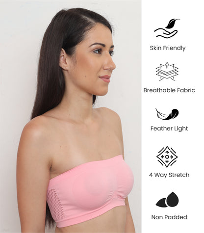 Seamless, Strapless, Full Coverage, Non-Wired Tube Bra