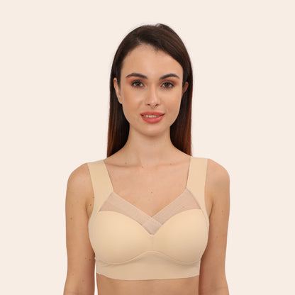 Wirefree Comfortable Padded Lift Push Up Thin, Soft, Sexy Back Smoothing Bra for Women