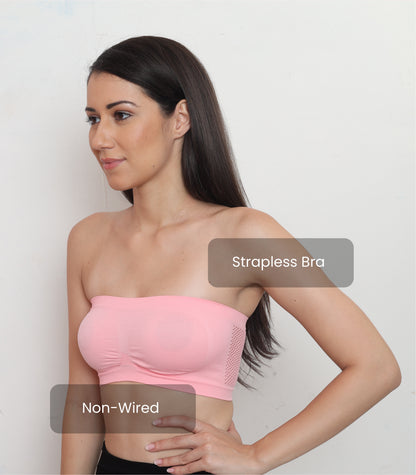 Seamless, Strapless, Full Coverage, Non-Wired Tube Bra