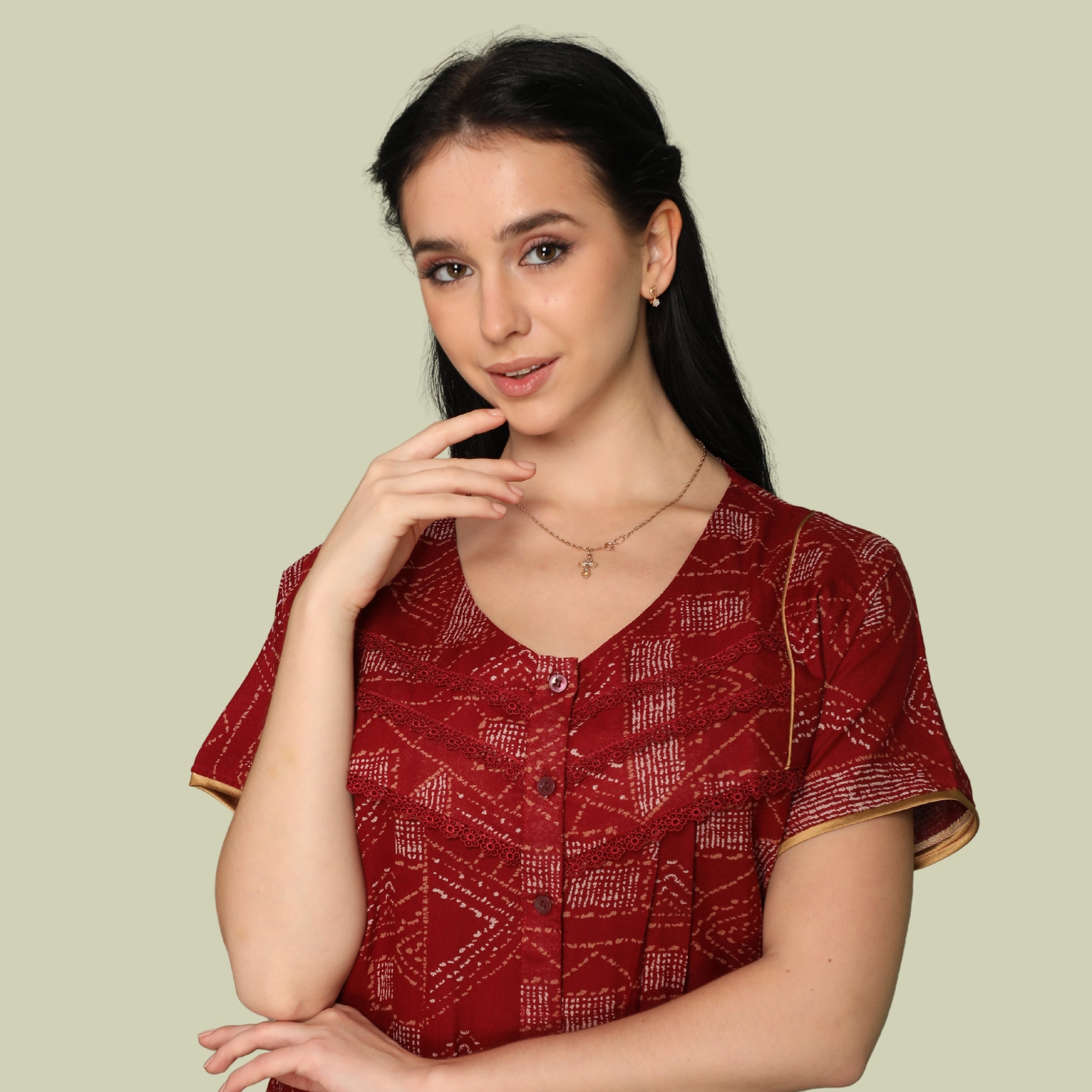 Printed Full-Length Night Gown