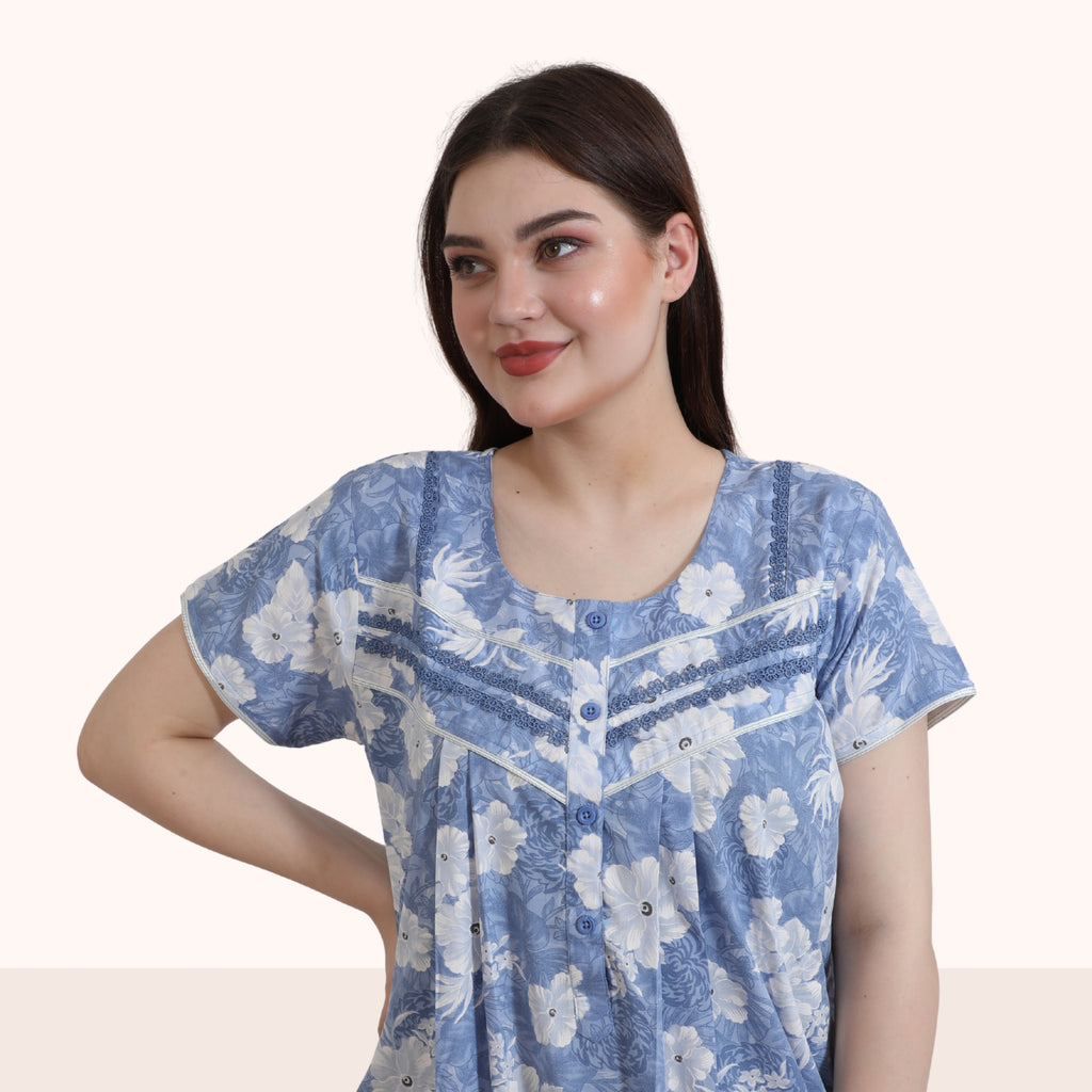 Floral Print Full Length Night Gown