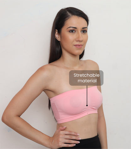 Seamless, Strapless, Full Coverage, Non-Wired Tube Bra