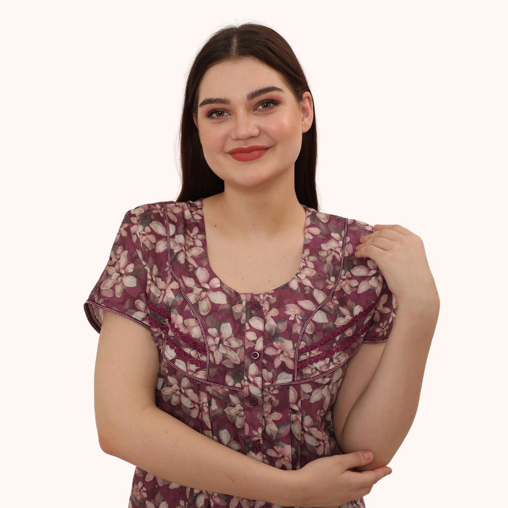 Floral Print Full Length Night Gown