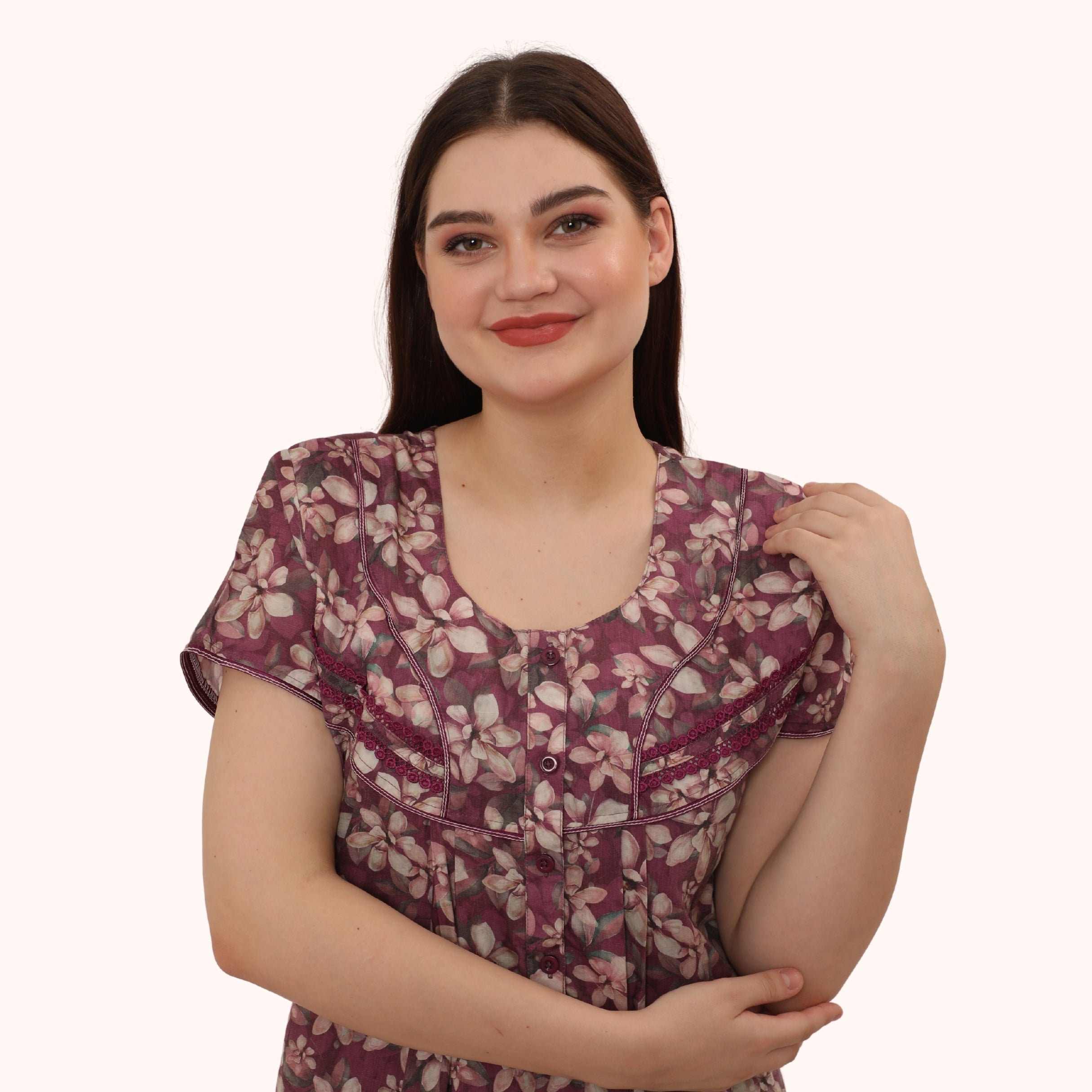 Floral Print Full Length Night Gown