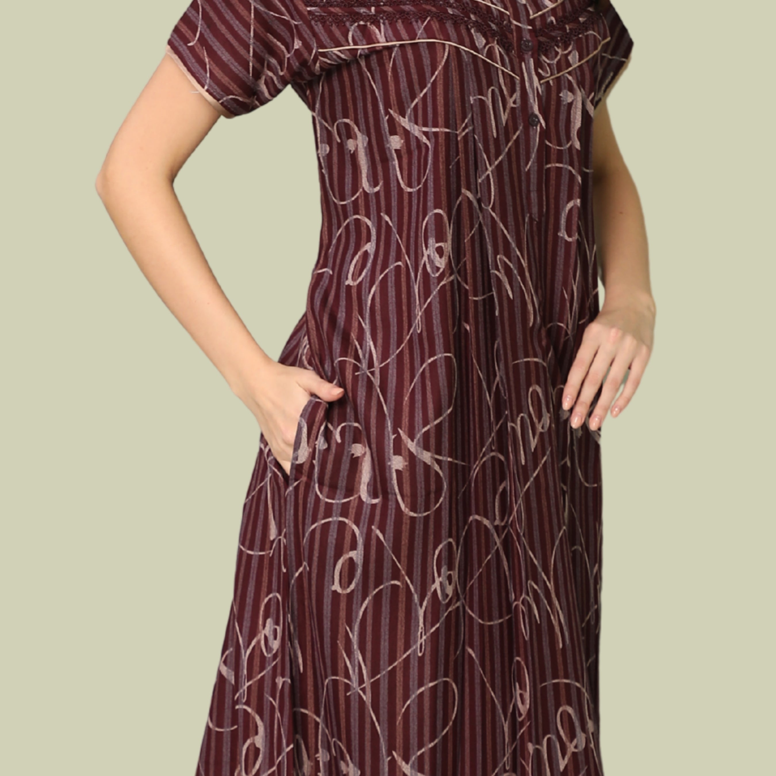 Printed Full-Length Night Gown