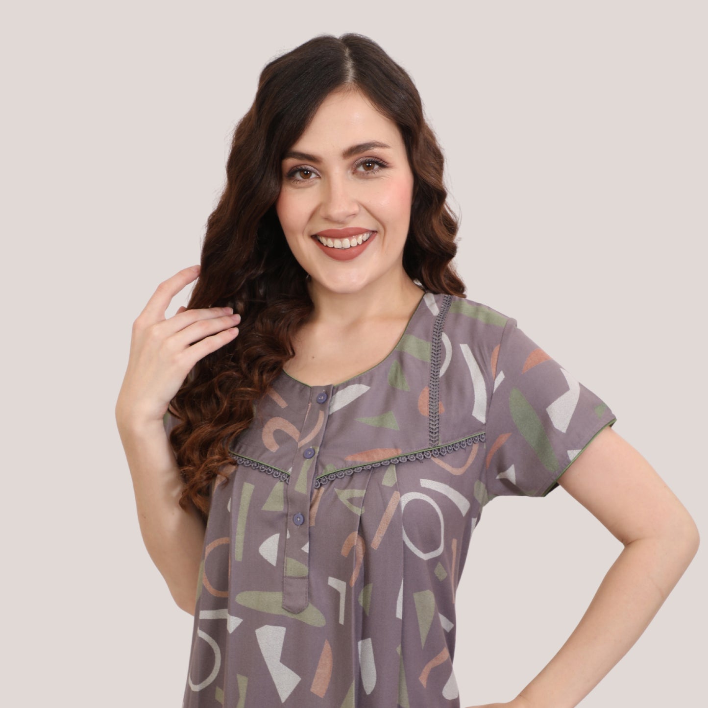 Printed Full-Length Night Gown