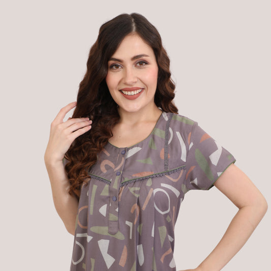 Printed Full-Length Night Gown