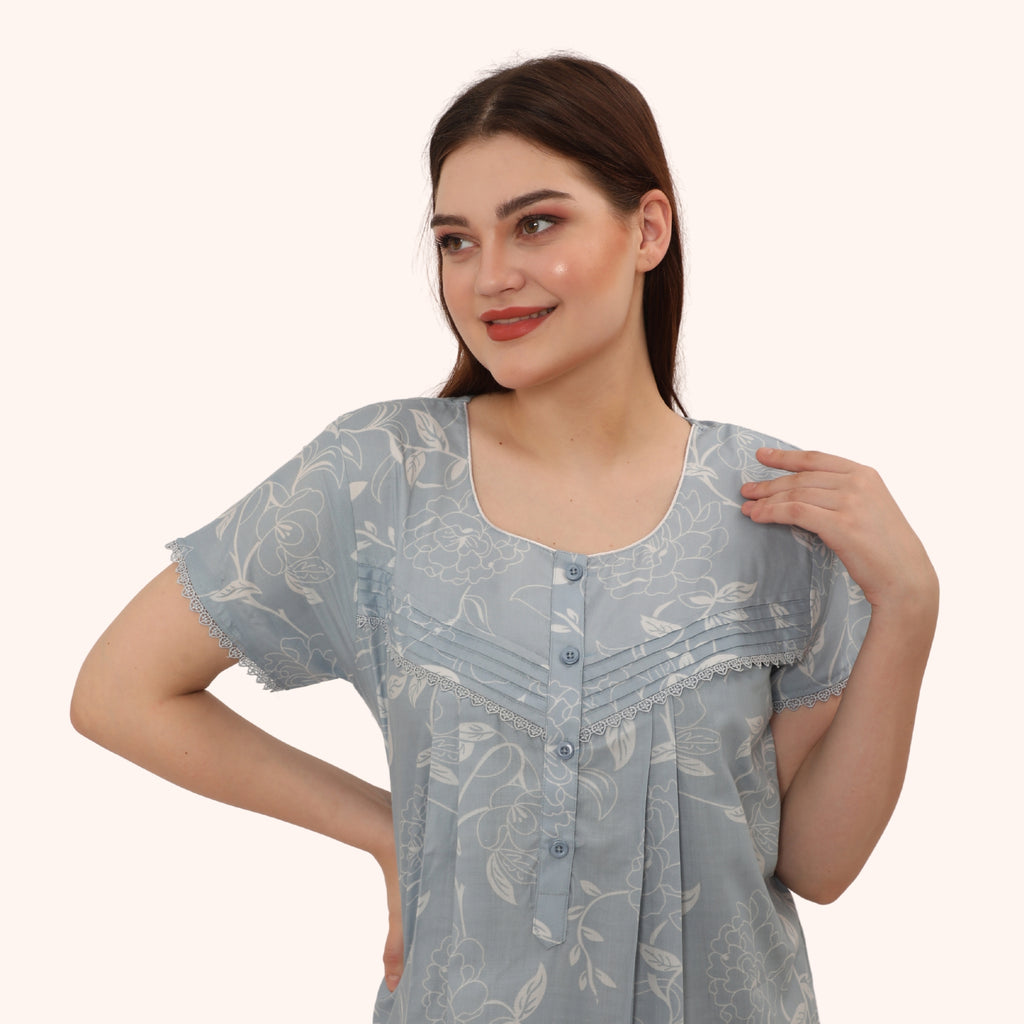 Floral Print Full Length Night Gown