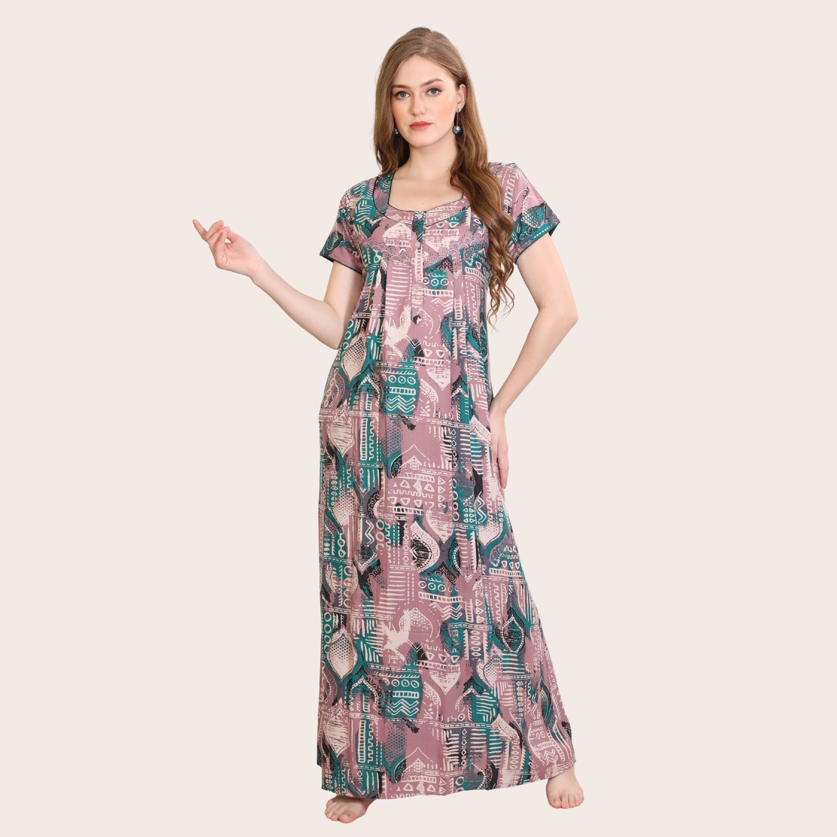 Printed Full-Length Night Gown