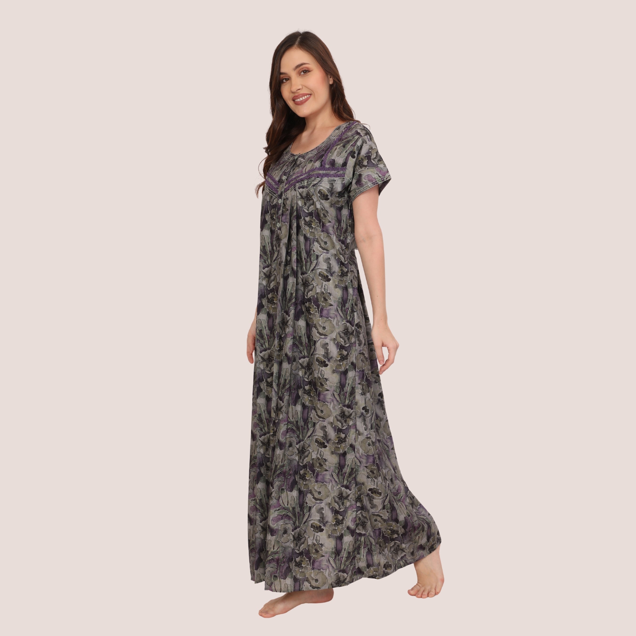 Printed Full Length Night Gown