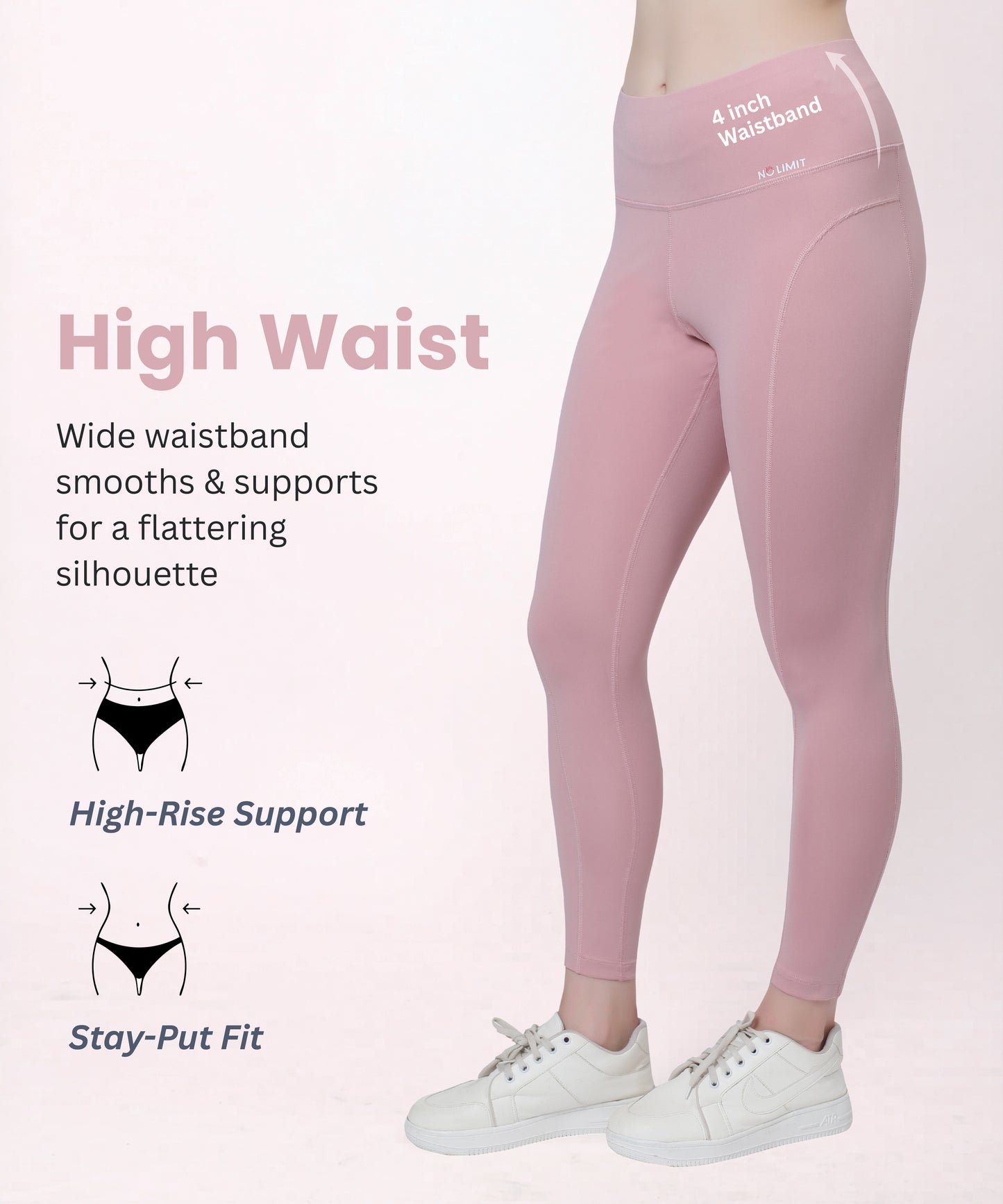 High Waist Gym Leggings with Side Pocket, 4-Way Stretch, Squat-Proof, Moisture-Wicking for Gym, Fitness, Training, Yoga & Activewear