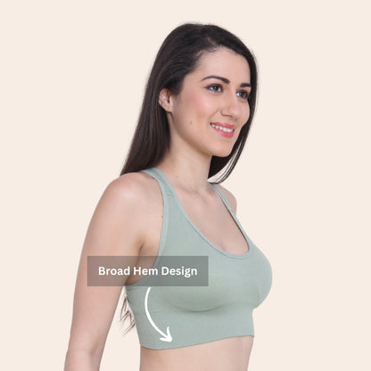 Nylon Spandex Padded Non-Wired Racer Back Sports Bra for Gym, Cardio, Zumba and Yoga