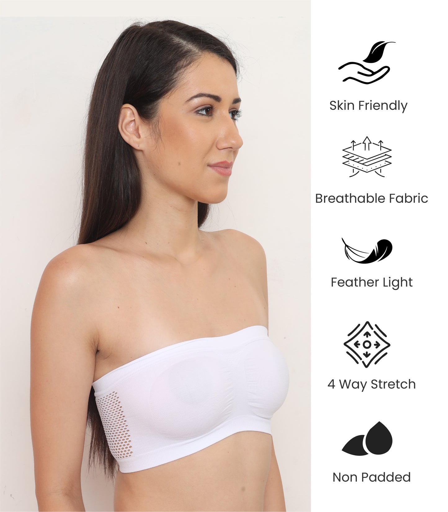 Seamless, Strapless, Full Coverage, Non-Wired Tube Bra