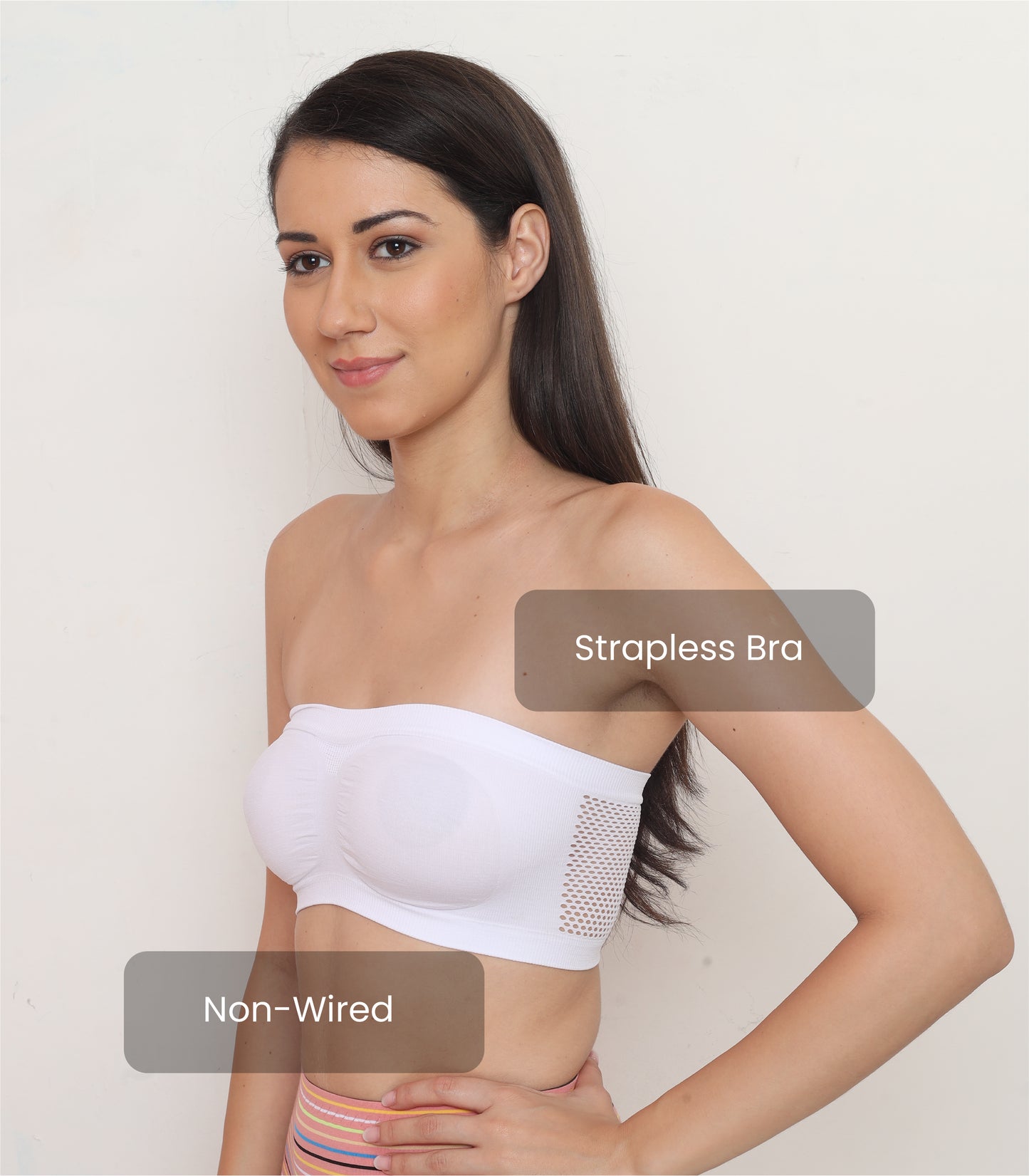 Seamless, Strapless, Full Coverage, Non-Wired Tube Bra