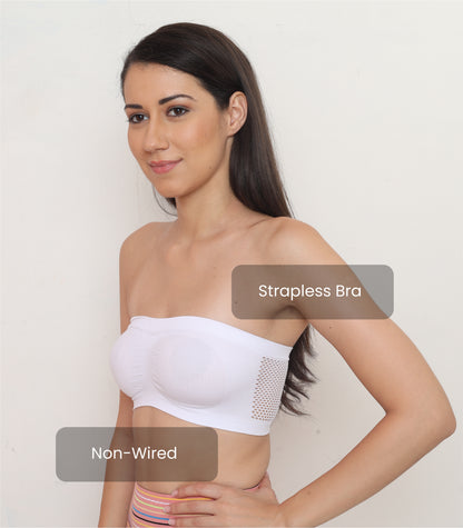 Seamless, Strapless, Full Coverage, Non-Wired Tube Bra