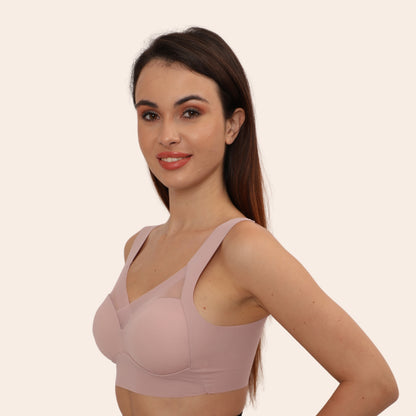 Wirefree Comfortable Padded Lift Push Up Thin, Soft, Sexy Back Smoothing Bra for Women