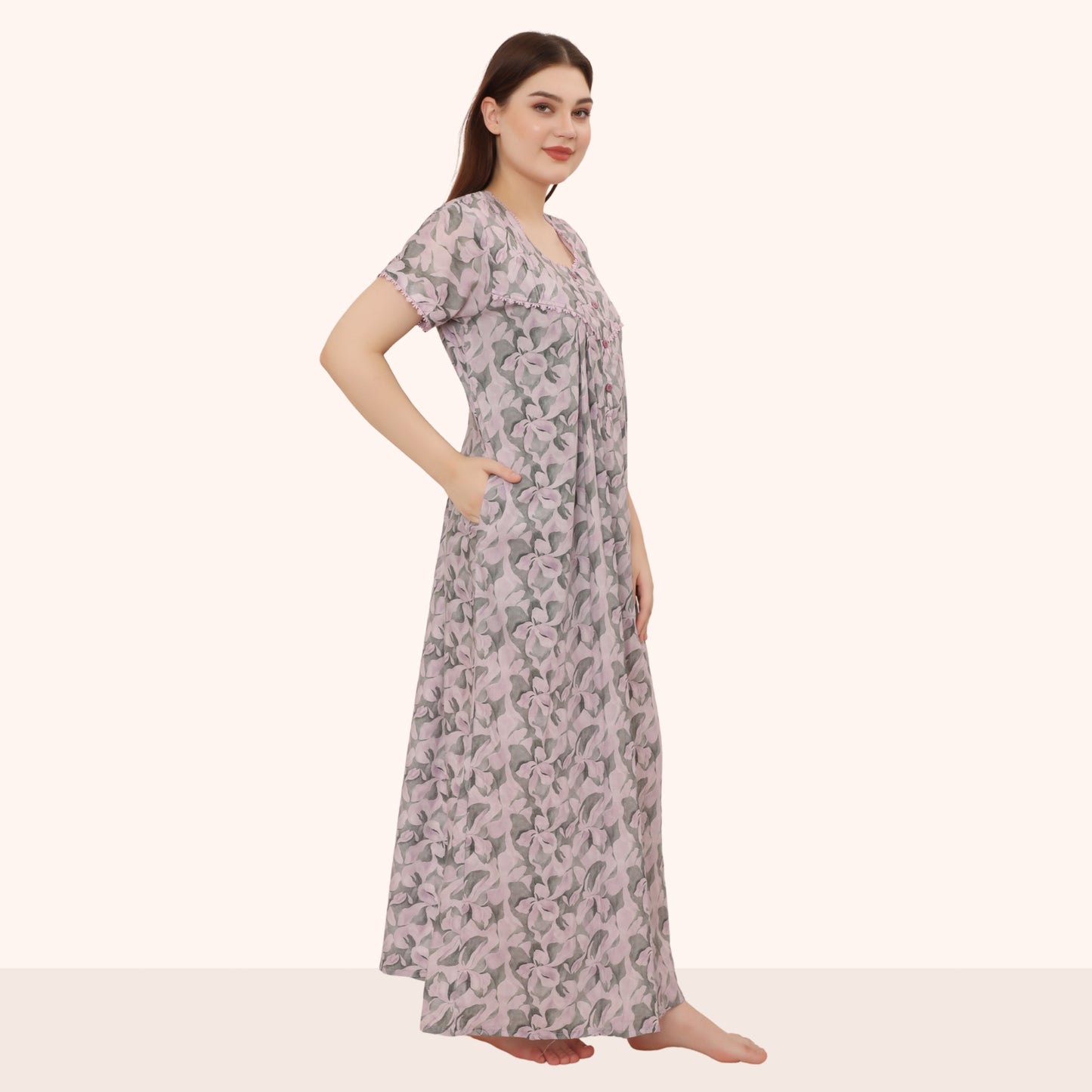 Printed Full Length Night Gown