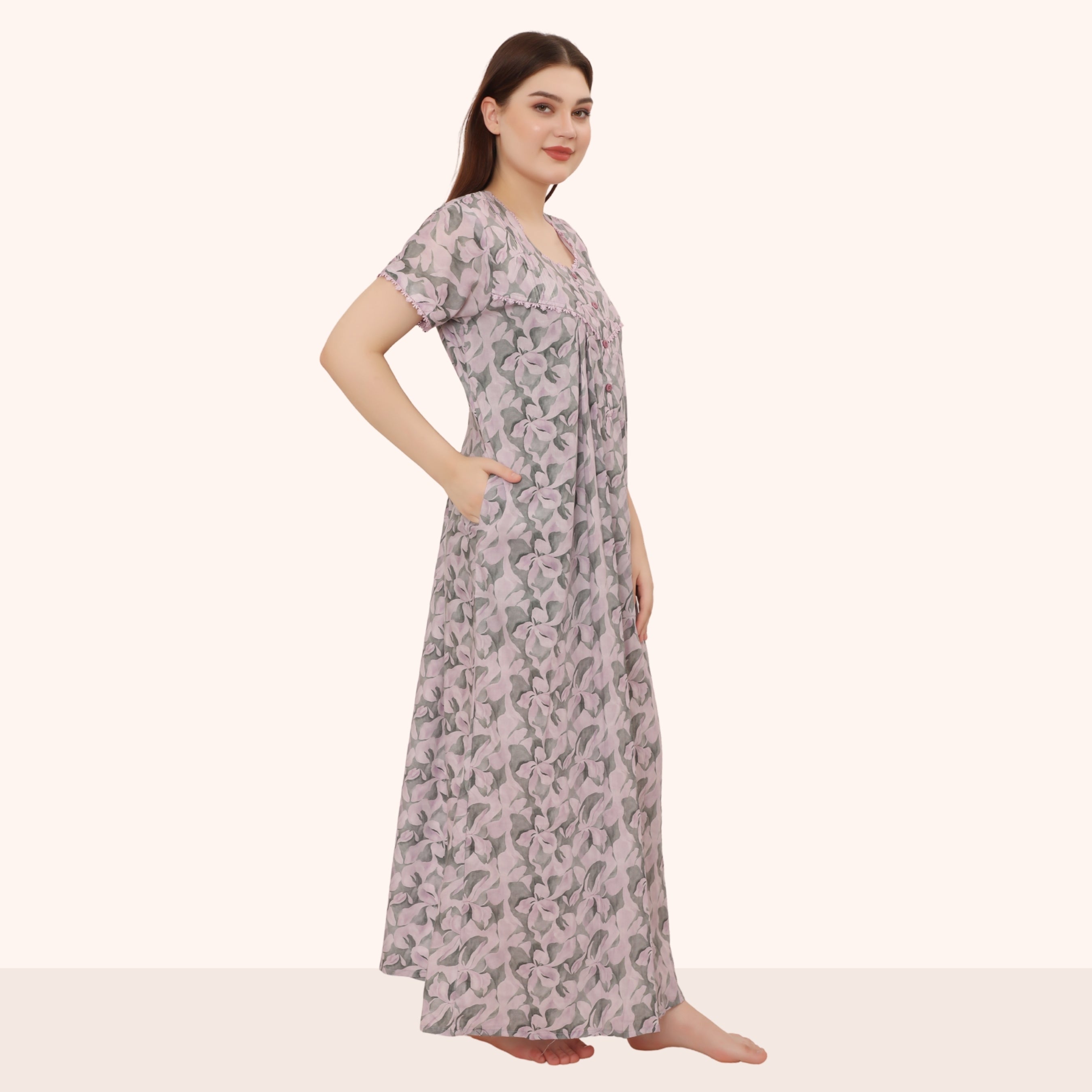 Printed Full Length Night Gown