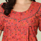 Floral Print Full Length Night Gown