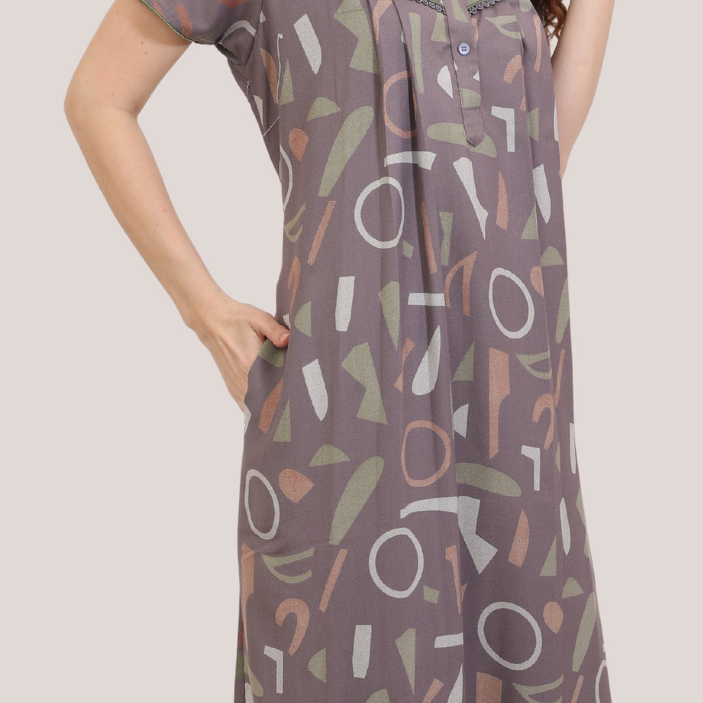 Printed Full-Length Night Gown