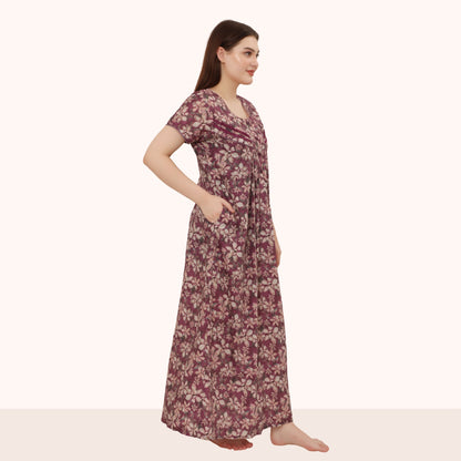 Floral Print Full Length Night Gown