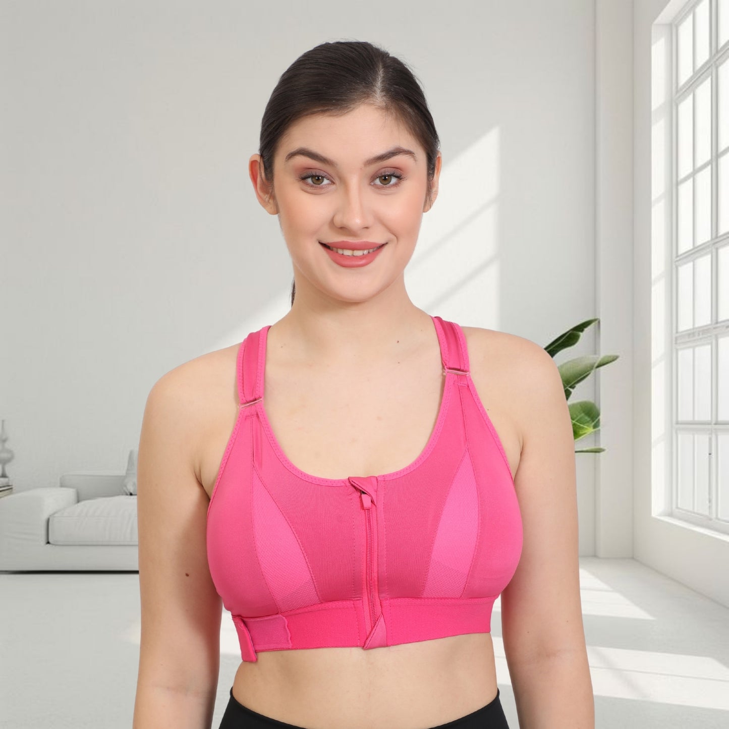 Front Zip Closure Sports Bra | High Support Fit