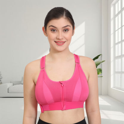 Front Zip Closure Sports Bra | High Support Fit