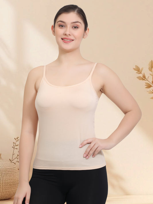 Women Rayon Spandex Padded Camisole with Built-in Bra Shelf