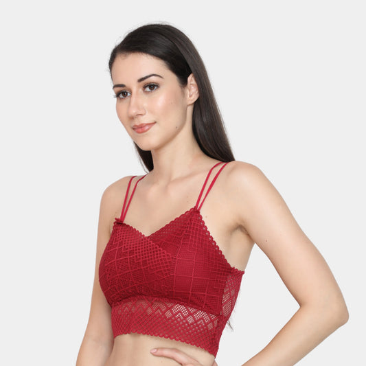 Lace Spandex Padded Wire Free Adjustable Straps Lace Floral Pattern Everyday Bra