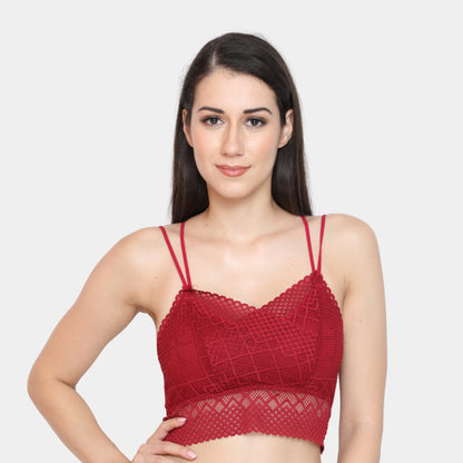 Lace Spandex Padded Wire Free Adjustable Straps Lace Floral Pattern Everyday Bra
