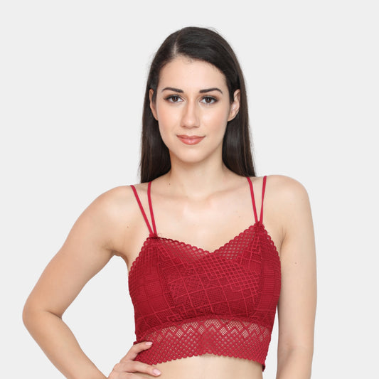 Lace Spandex Padded Wire Free Adjustable Straps Lace Floral Pattern Everyday Bra