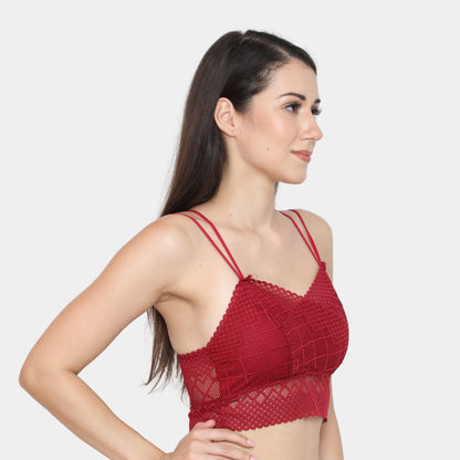 Lace Spandex Padded Wire Free Adjustable Straps Lace Floral Pattern Everyday Bra