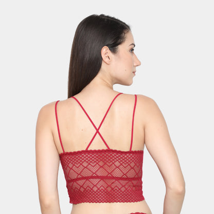 Lace Spandex Padded Wire Free Adjustable Straps Lace Floral Pattern Everyday Bra
