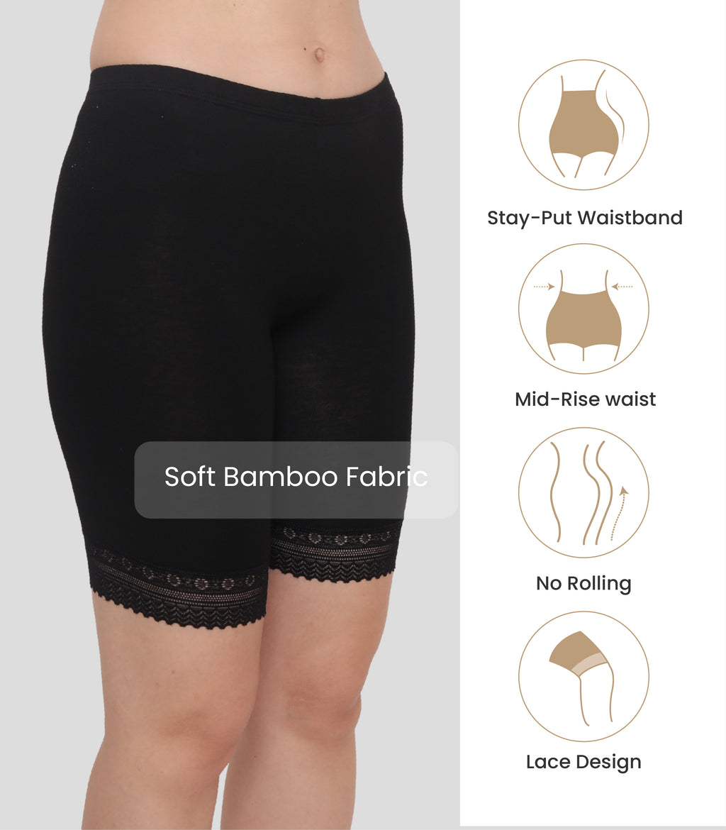 Bamboo Spandex Mid Rise Under Skirt Under Dress Shorts