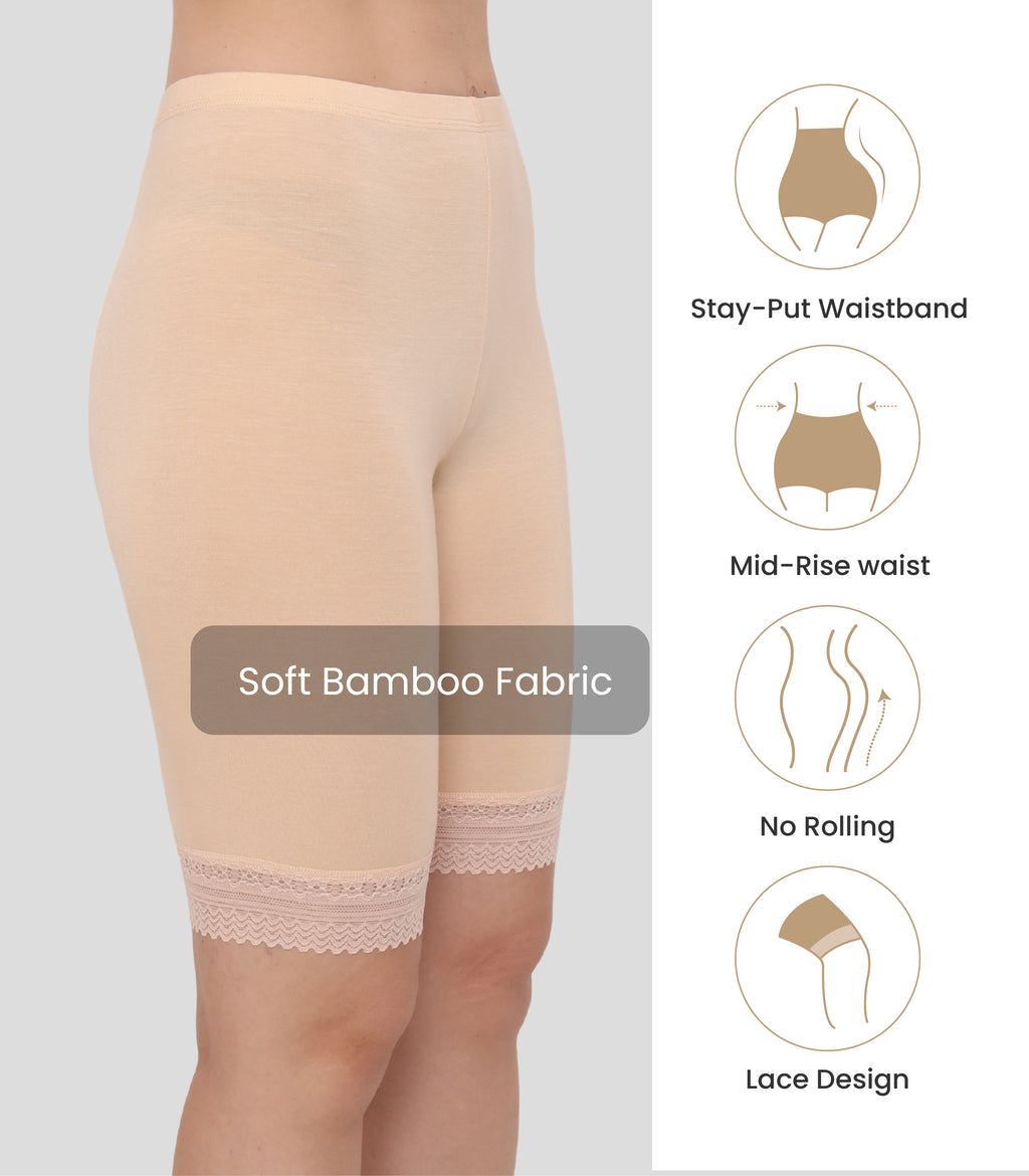 Bamboo Spandex Mid Rise Under Skirt Under Dress Shorts