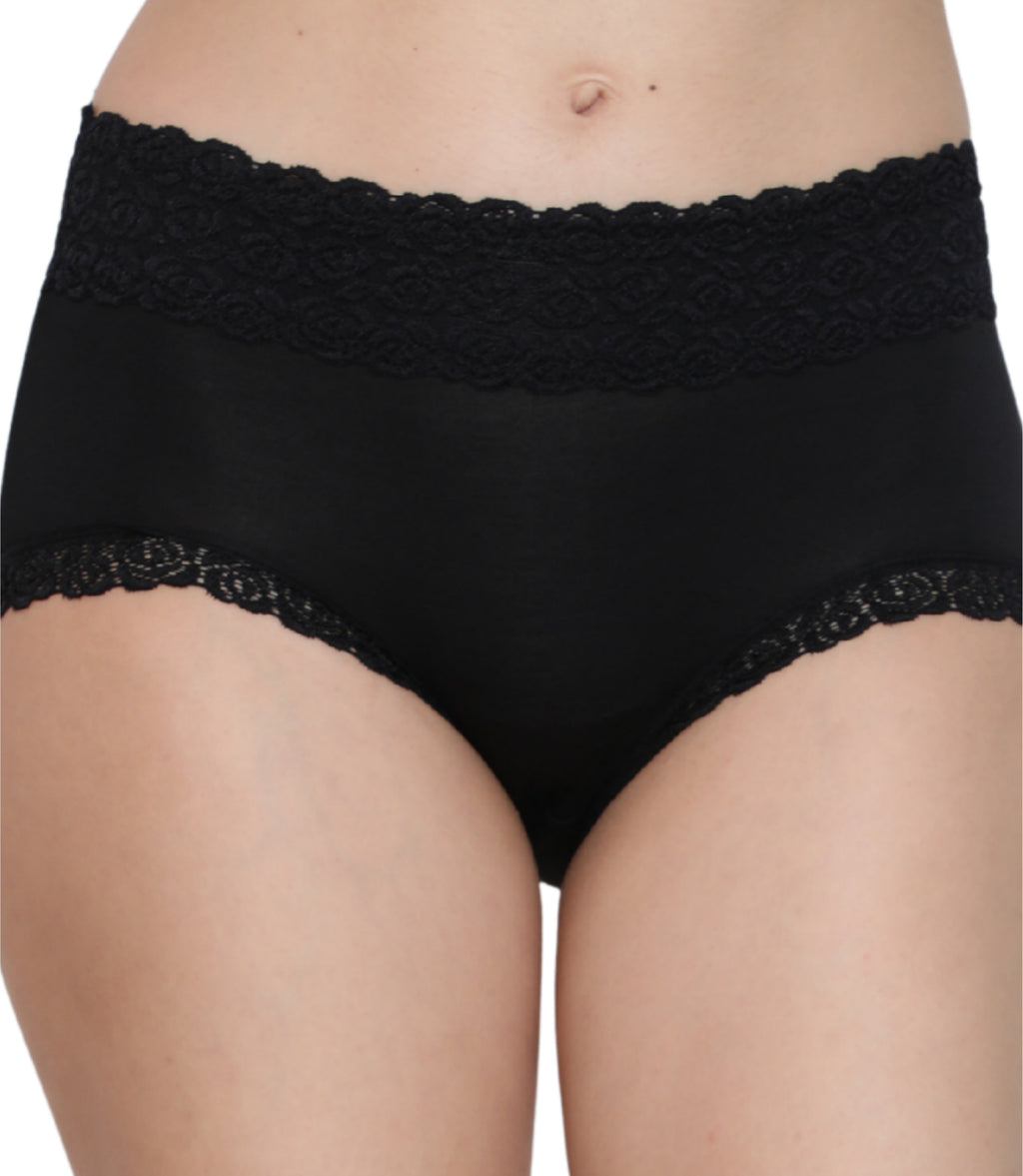 Cotton Lace Spandex Mid Rise Full Coverage Hipster Panty