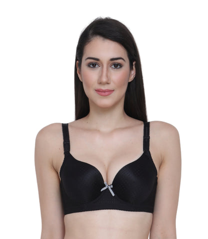 Cotton Nylon Elastane Padded Underwire Adjustable Straps Push Up Bra
