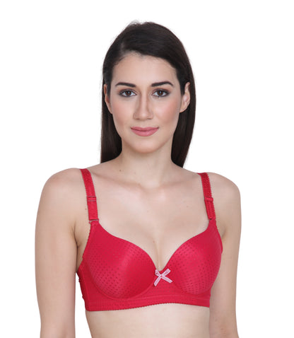 Cotton Nylon Elastane Padded Underwire Adjustable Straps Push Up Bra