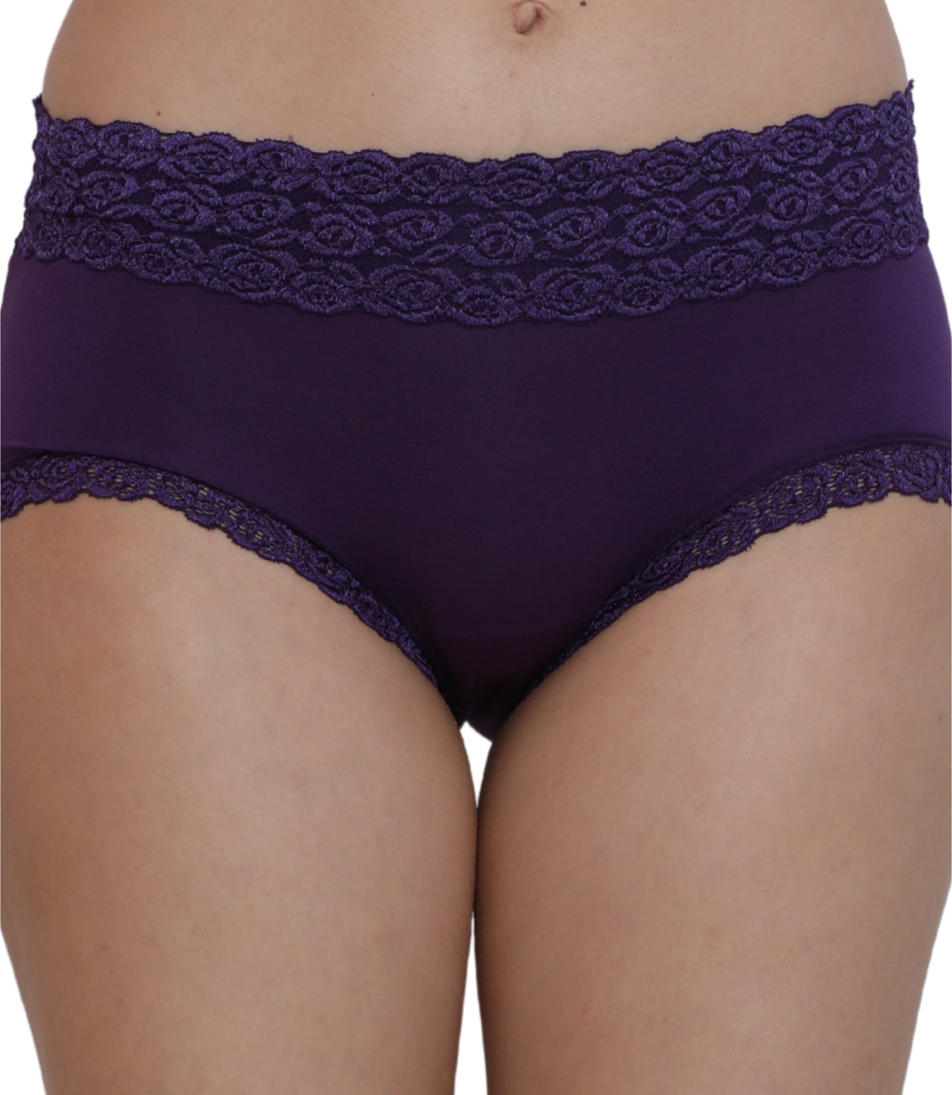 Cotton Lace Spandex Mid Rise Full Coverage Hipster Panty