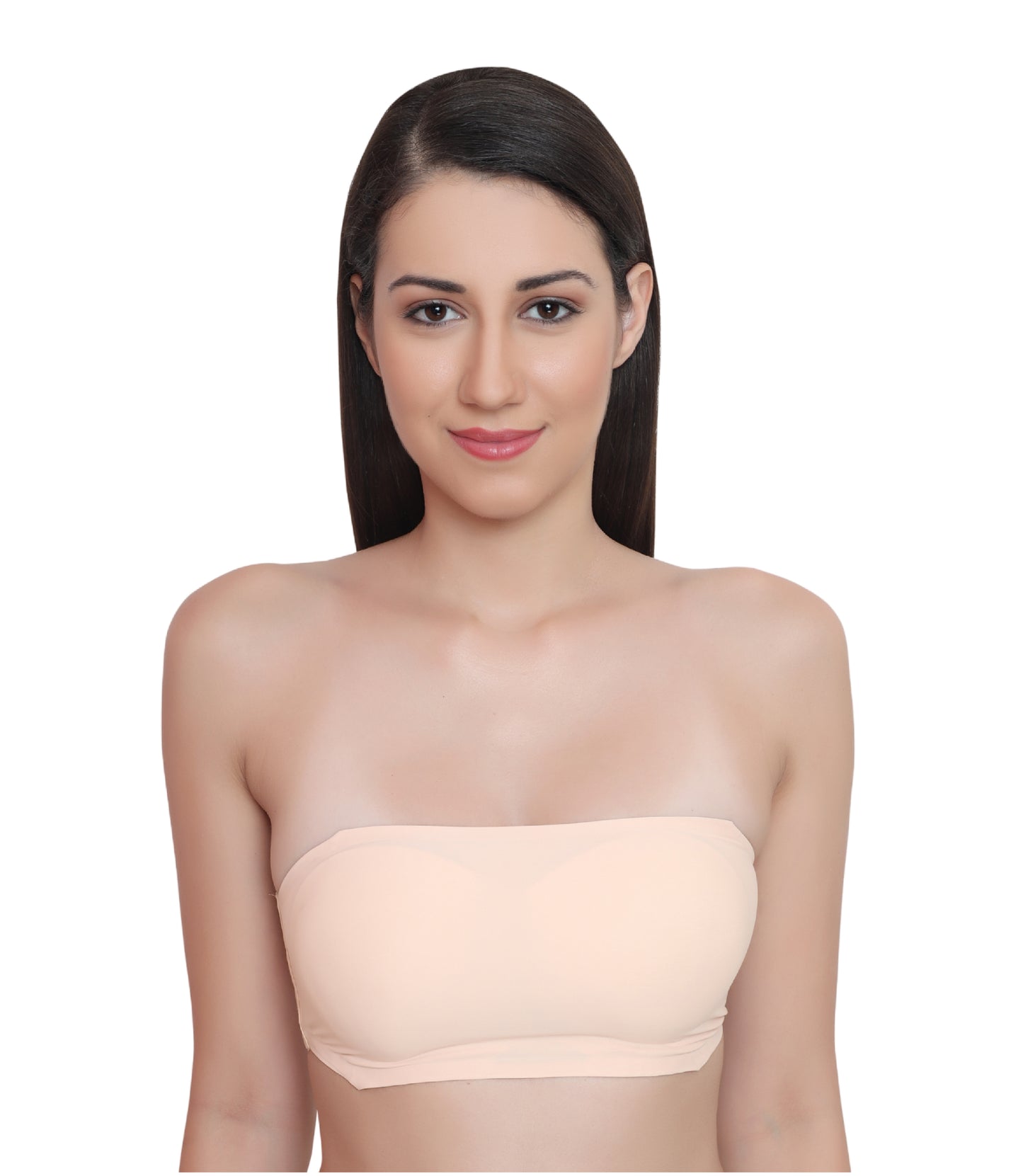Nylon Spandex Padded Wire Free Seamless Strapless Back Hook Tube Bra with Removable Pads