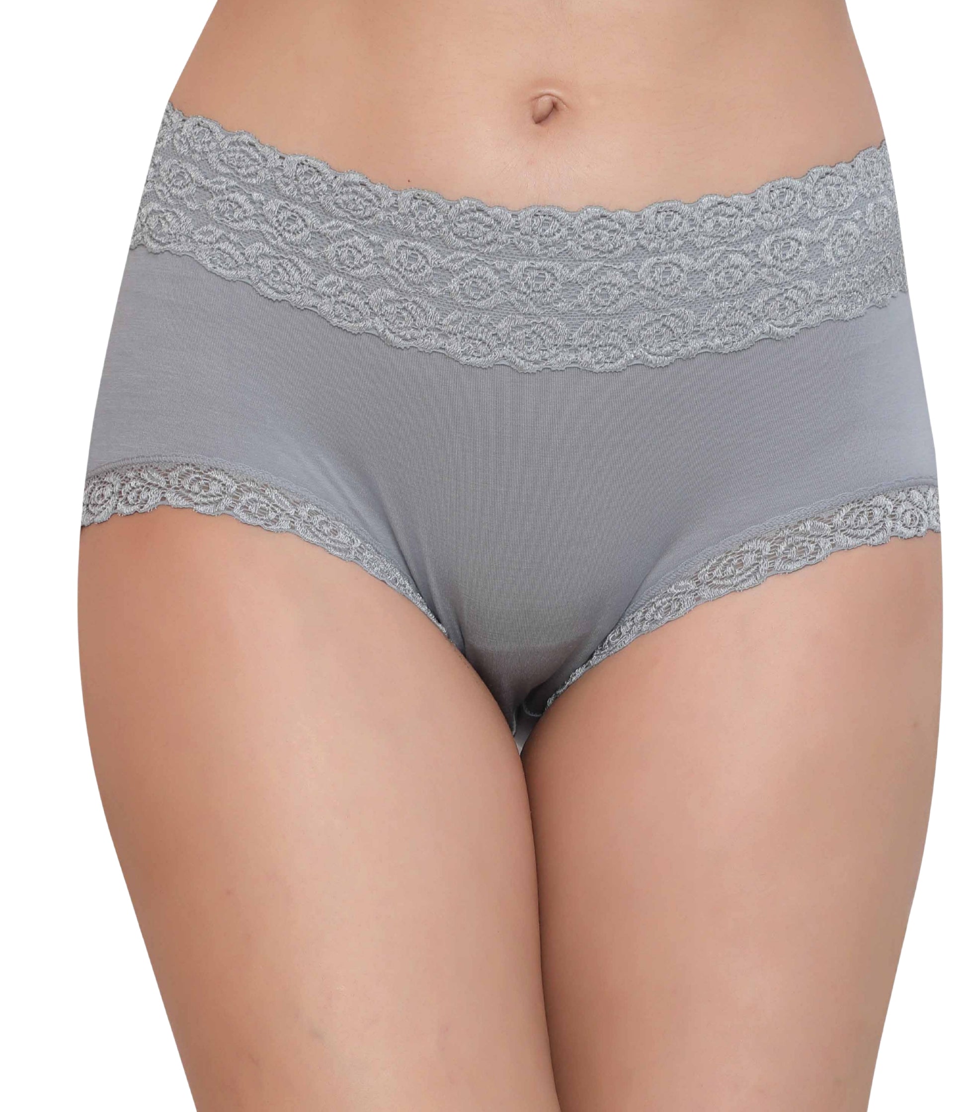 Cotton Lace Spandex Mid Rise Full Coverage Hipster Panty