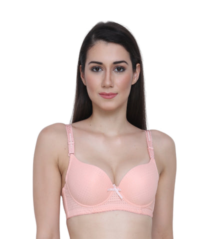 Cotton Nylon Elastane Padded Underwire Adjustable Straps Push Up Bra
