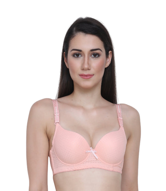 Cotton Nylon Elastane Padded Underwire Adjustable Straps Push Up Bra