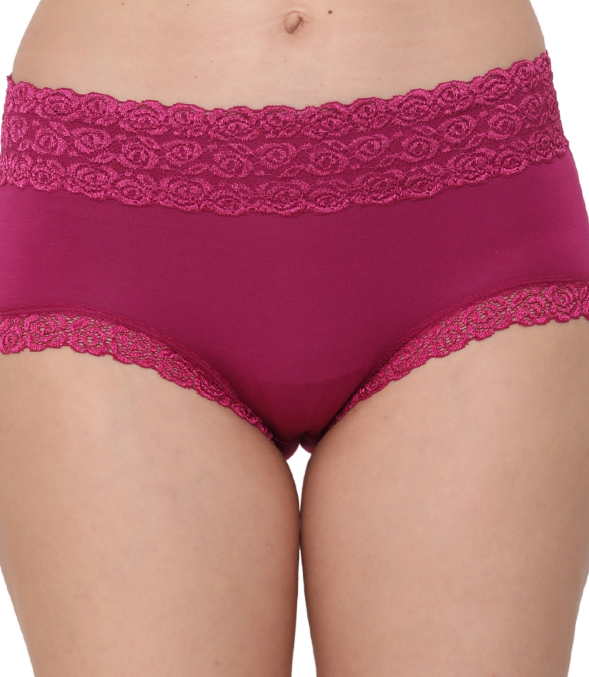 Cotton Lace Spandex Mid Rise Full Coverage Hipster Panty