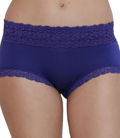 Cotton Lace Spandex Mid Rise Full Coverage Hipster Panty